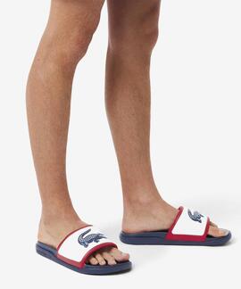 CHANCLAS LACOSTE SERVE SLIDE DUAL WHITE / NAVY / RED