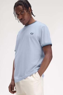 CAMISETA TWIN TIPPED M1588 Y58 LIGHT SMOKE / PETROL BLUE / N