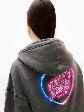 SUDADERA HOLGADA CON CAPUCHA NEON BOXY NEGRO FADE OUT