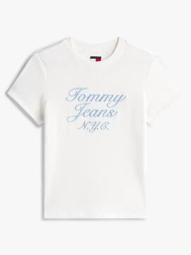 CAMISETA SLIM FIT PUNTO GOFRADO BLANCO CON BORDADO