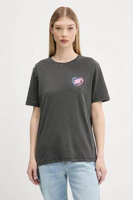 CAMISETA RELAXED FIT LOGOTIPO EFECTO NEON NEGRA FADE OUT