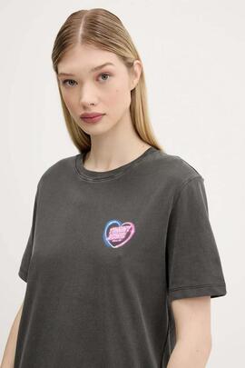 CAMISETA RELAXED FIT LOGOTIPO EFECTO NEON NEGRA FADE OUT