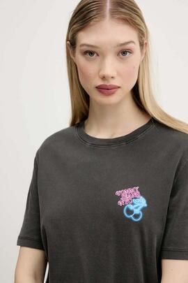CAMISETA RELAXED FIT LOGOTIPO EFECTO NEON NEGRO FA