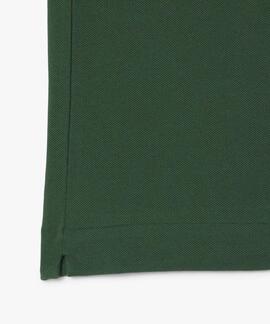 POLO LACOSTE REGULAR FIT 132 VERDE CON RIBETES DECORATIVOS