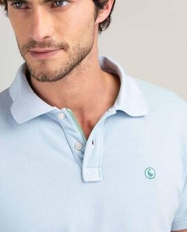 POLO PIQUÉ GARMENT DYED SLIM FIT CELESTE