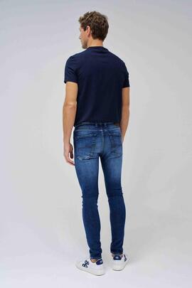 PANTALÓN VAQUERO SKINNY FIT MEDIUM RISE DENIM AZUL CON ROTOS