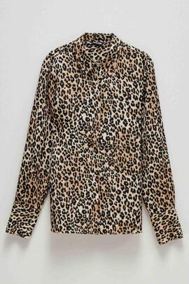 CAMISA DE SATÉN CON ESTAMPADO ANIMAL PRINT