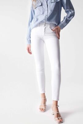 PANTALÓN VAQUERO SECRET SKINNY FIT HIGH RISE PUSH IN BLANCO