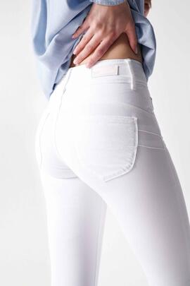 PANTALÓN VAQUERO SECRET SKINNY FIT HIGH RISE PUSH IN BLANCO