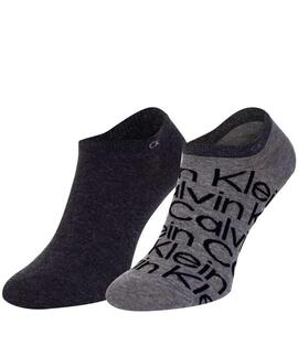PIMKIES DE HOMBRE CK SNEAKER ALL OVER 2 PARES GRIS