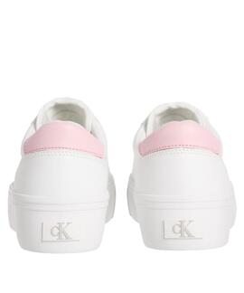 ZAPATILLAS CK VULCANIZADAS BLANCAS CON MONOGRAMA ROSA