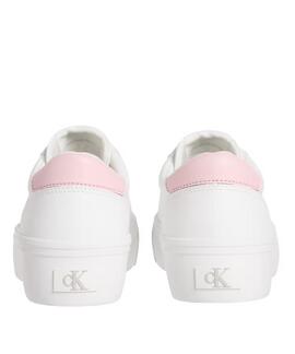 ZAPATILLAS CK VULCANIZADAS BLANCAS CON MONOGRAMA ROSA