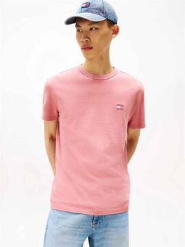 CAMISETA REGULAR FIT ROSA CON PARCHE TONAL
