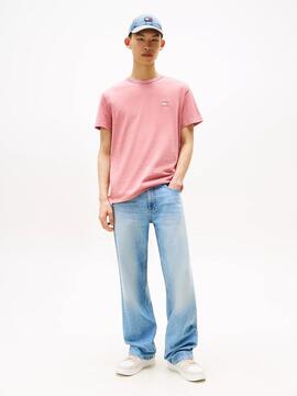 CAMISETA REGULAR FIT ROSA CON PARCHE TONAL