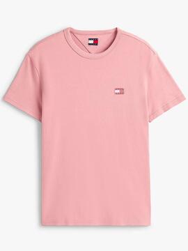 CAMISETA REGULAR FIT ROSA CON PARCHE TONAL