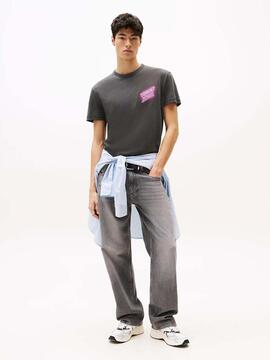 CAMISETA REGULAR FIT LOGOTIPO EFECTO NEON NEGRO FADE OUT
