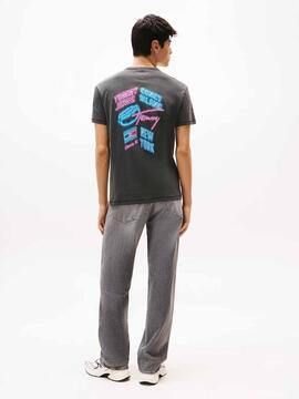 CAMISETA REGULAR FIT LOGOTIPO EFECTO NEON NEGRO FADE OUT
