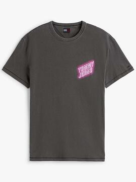 CAMISETA REGULAR FIT LOGOTIPO EFECTO NEON NEGRO FADE OUT