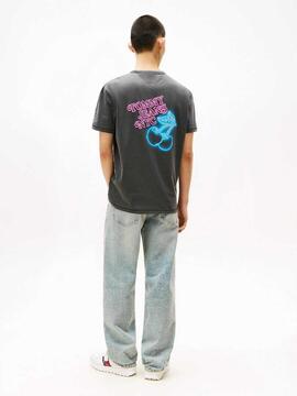 CAMISETA REGULAR FIT LOGOTIPO EFECTO NEON NEGRO FADE OUT