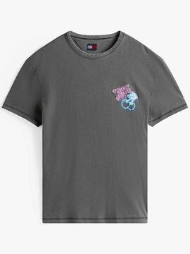 CAMISETA REGULAR FIT LOGOTIPO EFECTO NEON NEGRO FADE OUT