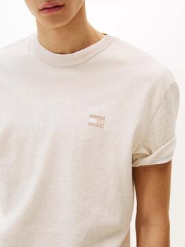 CAMISETA REGULAR FIT CRUDO CON PARCHE TONAL