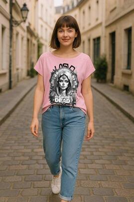 CAMISETA DE MUJER LASAL DAY DEAD ROSA