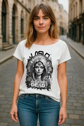 CAMISETA DE MUJER LASAL DAY DEAD BLANCA