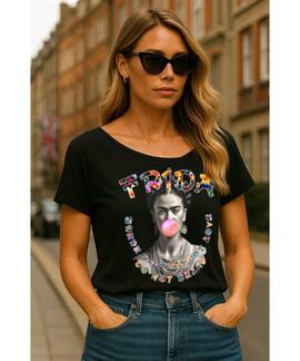 CAMISETA DE MUJER LASAL FRY NEGRA