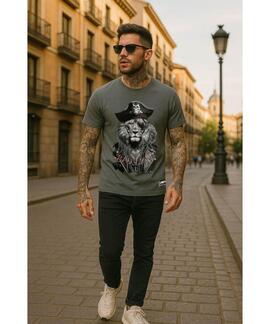 CAMISETA DE HOMBRE LASAL LION PIRATE GRIS