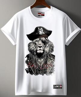 CAMISETA DE HOMBRE LASAL LION PIRATE BLANCA