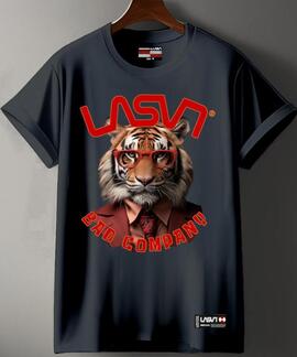 CAMISETA DE HOMBRE LASAL BAD TIGER NEGRO DESGASTADO