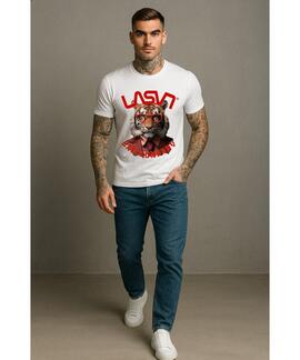 CAMISETA DE HOMBRE LASAL BAD TIGER BLANCA
