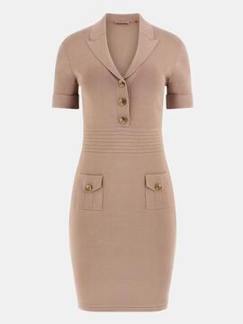 VESTIDO MINI FELECITY DE PUNTO CEÑIDO BEIGE