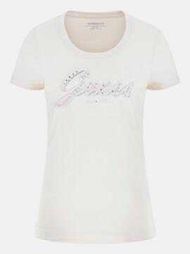 CAMISETA SLIM FIT CON LOGOTIPO BORDADO BEIGE