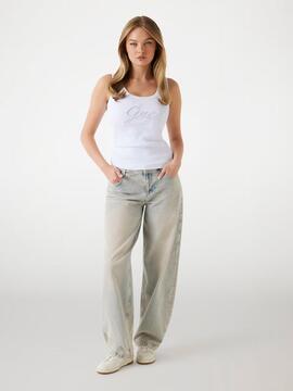 TOP SIN MANGAS RAISSA SLIM FIT CON LOGOTIPO BORDADO BLANCO