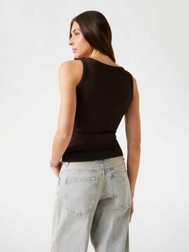 TOP SIN MANGAS RAISSA SLIM FIT CON LOGOTIPO BORDADO MARRÓN