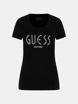 CAMISETA SLIM FIT CON LOGOTIPO DE PEDRERIA NEGRA