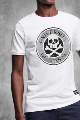 CAMISETA DE HOMBRE LASAL UNIVERSITY EN PIQUÉ  BLANCO