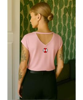 CAMISETA DE MUJER LASAL LLAMA ROSA