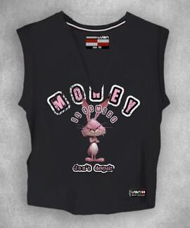 CAMISETA DE MUJER LASAL MONEY NEGRA