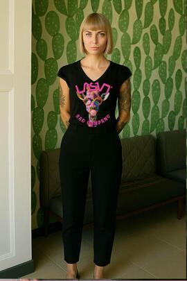 CAMISETA DE MUJER LASAL LARGE NEGRA