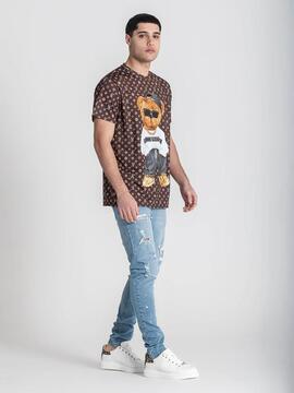 CAMISETA MARRÓN LOGOMANIA BEAR