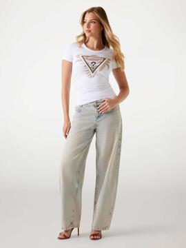 CAMISETA SLIM FIT CON LOGOTIPO TRIANGULO PALMA BLANCO