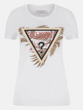 CAMISETA SLIM FIT CON LOGOTIPO TRIANGULO PALMA BLANCO