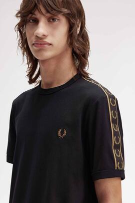 CAMISETA CONTRAST TAPE RINGER BLACK / SHADED STONE