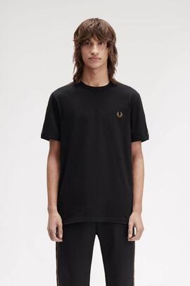 CAMISETA CONTRAST TAPE RINGER BLACK / SHADED STONE