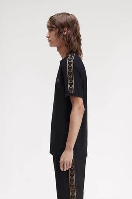 CAMISETA CONTRAST TAPE RINGER BLACK / SHADED STONE
