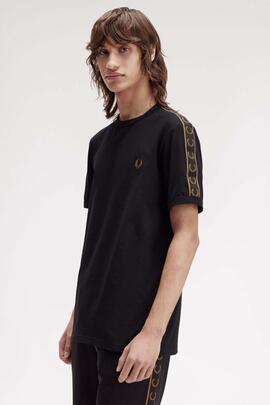 CAMISETA CONTRAST TAPE RINGER BLACK / SHADED STONE