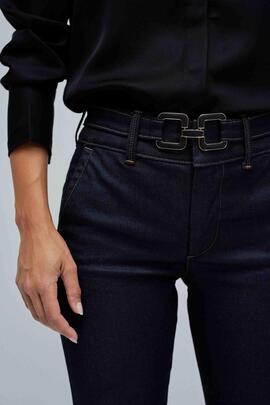 PANTALÓN VAQUERO SECRET CHINO FLARE CON CINTURÓN DENIM AZUL