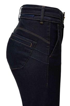 PANTALÓN VAQUERO SECRET CHINO FLARE CON CINTURÓN DENIM AZUL